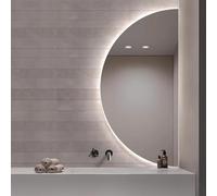 Dijateman Intelligente Anti Nebbia Specchio da Bagno da Parete, 3 Colori Dimmerabile, Grande Irregolare Retroilluminato Mezza Luna Specchio Decorativo(Left,48in)