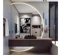 Dijateman Intelligente specchio da bagno a LED, Generic Semicerchio Anti Nebbia Specchio da Bagno da Parete, 3 Colori Dimmerabile, per la decorazione della casa(Right semicircle,43 * 28in)