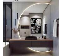 Dijateman Intelligente specchio da bagno a LED, Generic Semicerchio Anti Nebbia Specchio da Bagno da Parete, 3 Colori Dimmerabile, per la decorazione della casa(Left semicircle,35 * 24in)