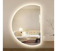 Dijateman Luci Specchio per Il Trucco Retroilluminato a LED, Specchio da Bagno a Semicerchio con Taglio Sinistro/destro, 3 Colori di Luce, Antideflagrante(Cut right,110cm)