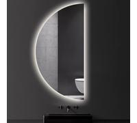 Dijateman Mezza Luna Anti Nebbia Intelligente Specchio da Bagno, Retroilluminato Regolabile 3 Colori Specchio Cosmetico, Senza Cornice, per Decorazioni Casa(Left,16''x32'')