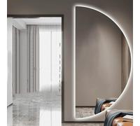 Dijateman Mezza Luna Intelligente Specchio da Bagno a LED, Anti Nebbia, 3 Colori di Luce, Regolabile Retroilluminato Illuminazione Specchio Decorativo(Right semicircle,40 * 80cm)