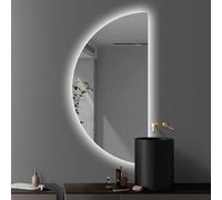 Dijateman Mezza Luna Regolabile Anti Nebbia Specchio da Bagno da Parete, 3 Colori Dimmerabile Intelligente Specchio Cosmetico, Retroilluminato, Antideflagrante(Cut right,48in/120cm)