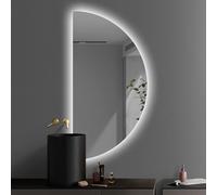 Dijateman Mezza Luna Regolabile Anti Nebbia Specchio da Bagno da Parete, 3 Colori Dimmerabile Intelligente Specchio Cosmetico, Retroilluminato, Antideflagrante(Cut left,40in/100cm)