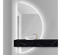 Dijateman Mezza Luna Retroilluminato Specchio da Bagno con Anti Nebbia, Moderno LED Illuminazione Specchio Montato a Parete, 3 Colori Dimmerabile(Right,16x32inch)