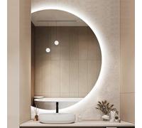 Dijateman Mezza Luna Senza Cornice Specchio da Bagno a LED, Moderno Grande Intelligente Specchio da Trucco con Illuminazione, a 3 Colori Dimmerabile(Right,43 * 28in)