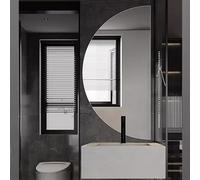 Dijateman Mezza Luna Specchio da Bagno a LED con Anti Nebbia, 3 Colori Dimmerabile Senza Cornice Specchio Montato a Parete, Retroilluminato, Anti Nebbia(Left,32in/80cm)