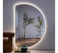 Dijateman Mezza Luna Specchio da Bagno da Parete con 3 Colori, Intelligente Dimmerabile Anti Nebbia Specchio Cosmetico, Grande Senza Cornice Decorazioni Casa(Right semicircle,51in)