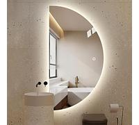 Dijateman Mezza Luna Specchio Vanity Bagno con Anti Nebbia, Grande Senza Cornice Retroilluminato Specchio Decorativo, 3 Temperature di Colore(Cut left,48in)