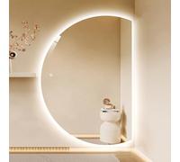 Dijateman Moda Semicerchio LED a Parete Specchio da Bagno, Anti Nebbia, Dimmerabile, Luce a LED a 3 Colori, Retroilluminato Senza Cornice Specchio a Figura Intera(Cut right,39in/100cm)