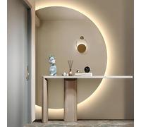 Dijateman Moda Semicerchio LED a Parete Specchio da Bagno, Anti Nebbia, Dimmerabile, Luce a LED a 3 Colori, Retroilluminato Senza Cornice Specchio a Figura Intera(Cut left,51in/130cm)
