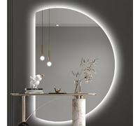 Dijateman Moda Semicerchio LED a Parete Specchio da Bagno, con Anti Nebbia, 3 Colori Intelligente Regolabile, 90-130cm Grande Specchio a Figura Intera(Right,47''*32'')