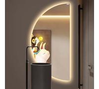 Dijateman Moderno Illuminazione Specchio Vanity Bagno, 3 Colori Anti Nebbia, Grande Mezza Luna Retroilluminato Antideflagrante Specchio a Figura Intera(Left semicircle,120cm)