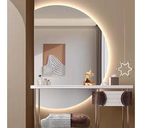 Dijateman Moderno Semicerchio Specchio da Bagno con Luce LED, Parete Intelligente Antis Nebbia Specchio Cosmetico, Interruttore Touch, Sinistra/Destra Universale(Left cut,39 * 28inch)