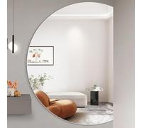 Dijateman Moderno Semicerchio Specchio Montato a Parete con Retroilluminato, 3 Colori Senza Cornice Illuminazione Specchio da Bagno, Anti Nebbia(Left semicircle,47x32in)