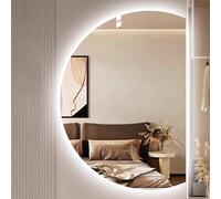 Dijateman Moderno Specchio bagno retroilluminato 3 luci colorate, Semicerchio Specchio Montato a Parete Cosmetico con Taglio Sinistro/destro, Antideflagrante(Cut right,120cm)