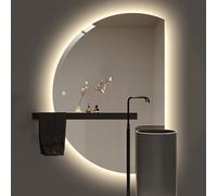 Dijateman Moderno Specchio da Bagno a LED, Anti Nebbia, Retroilluminato Luce Regolabile A Tre Colori, Specchio Montato a Parete con Smart Touch Button(Right cut,90cm/35in)