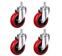 Dijateman PU Rotelle Universali con M16*80mm Perno Filettato, 75/100/125mm Ruote Girevoli con Freno, portante 300/360/450kg Ruote per mobili Set di 4(Swivel,5inch)