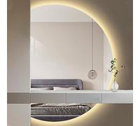 Dijateman Semicerchio Illuminato Specchio da Bagno a LED, Retroilluminato, Anti Nebbia, Moderno 3 Colori Specchio da Bagno, Sinistra/Destra Universale(Right semicircle,110x70cm)