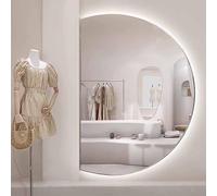 Dijateman Semicerchio Intelligente Anti Nebbia Specchietti da Parete con LED, Retroilluminato Dimmerabile Specchio Decorativo, 3 Colori, Taglio Sinistro/destro(Left cut,35x24in)