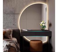 Dijateman Semicerchio Retroilluminato 3 Colori Specchio Decorativo, Dimmerabile Specchio da Bagno a LED con Illuminazione Taglio Sinistro/destro(Right cut,130cm)