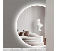 Dijateman Semicerchio Specchiera Bagno da Parete 3 Colori Dimmerabile, Moderno Retroilluminato Senza Telaio Intelligente Touch Mirror, Anti Nebbi(Left,90 * 60cm)