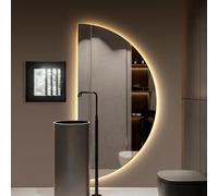 Dijateman Semicerchio Specchio da Bagno a LED, Anti Nebbia, Grande Mezza Luna Intelligente Specchio Cosmetico, 3 Colori Retroilluminato Illuminato, Antideflagrante(Left cut,40in/100cm)