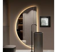 Dijateman Semicerchio Specchio da Bagno a LED, Anti Nebbia, Grande Mezza Luna Intelligente Specchio Cosmetico, 3 Colori Retroilluminato Illuminato, Antideflagrante(Right cut,40in/100cm)