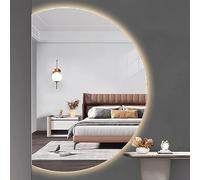 Dijateman Semicerchio Specchio da Bagno con Illuminazione, 3 Colori Intelligente Anti Nebbia Specchio a Figura Intera, Antideflagrante, Taglio Sinistro/destro(Left cut,39''x28'')