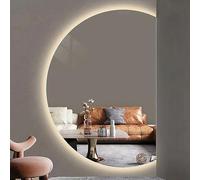 Dijateman Semicerchio Specchio da Bagno con Illuminazione, 3 Colori Intelligente Anti Nebbia Specchio a Figura Intera, Antideflagrante, Taglio Sinistro/destro(Right cut,51''x35'')