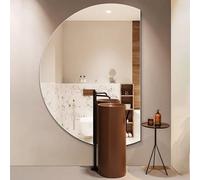 Dijateman Semicerchio Specchio da Bagno da Parete, Anti Nebbia, 3 Colori Illuminazione Specchio da Trucco, Senza Cornice, Retroilluminato, Taglio Sinistro/destro(Right cut,43''x28'')