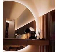 Dijateman Semicerchio Specchio da Bagno da Parete, Anti Nebbia, 3 Colori Illuminazione Specchio da Trucco, Senza Cornice, Retroilluminato, Taglio Sinistro/destro(Left cut,43''x28'')