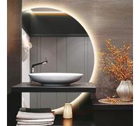 Dijateman Semicerchio Specchio da Bagno da Parete, Anti Nebbia, 3 Colori, Senza Cornice Retroilluminato Specchio a Figura Intera, Taglio Sinistro/destro(Left cut,35in)