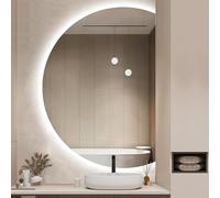 Dijateman Semicerchio Specchio da Bagno da Parete con Illuminazione, Senza Cornice Anti Nebbia Specchio a Figura Intera, 3 Colori di Luce, Taglio Sinistro/destro(Cut right,39x28inch)