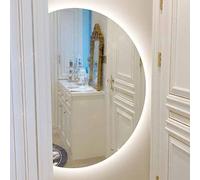 Dijateman Semicerchio Specchio da Bagno, Dimmerabile Senza Cornice Retroilluminato Specchio Decorativo, Anti Nebbia, 3 Colori Dimmerabile, per soggiorno,bagno(Right semicircle,43x28in)