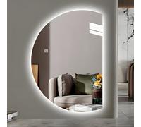 Dijateman Senza Cornice Anti Nebbia Specchio da Bagno da Parete, Semicerchio Regolabile Intelligente Specchio a Figura Intera, Luce Regolabile A Tre Colori(Left semicircle,35in)
