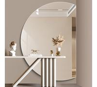 Dijateman Senza Cornice Retroilluminato Specchio Montato a Parete, Intelligente a 3 Colori Dimmerabile, Semicerchio Anti Nebbia Specchio Cosmetico(Right cut,47 * 32in)
