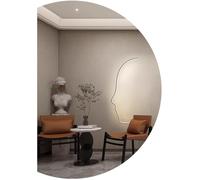 Dijateman Specchio da Bagno da Parete con 3 Colori Illuminazione, Senza Cornice Semicerchio Specchio Intelligente, Retroilluminato, Regolabile(Cut left,47x32in)