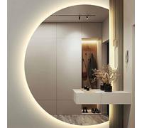 Dijateman Specchio Mezza Luna da Parete LED, Grande 120/130cm Anti Nebbia Controluce Intelligente Specchio, 3 Colori di Luce Specchio a Figura Intera per soggiorno(Right semicircle,35 * 24in)