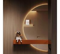 Dijateman Specchio Vanity Bagno con Illuminazione, Anti Nebbia, 3 Temperature di Colore, Grande 100/120cm Mezza Luna Retroilluminato Specchio a Figura Intera(Right cut,48in)