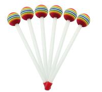 Dijedev 6 bacchette per timpani in feltro per lecca-lecca, bacchette per timpani da 21,1 cm, con testa in schiuma morbida, bacchette per percussioni in plastica arcobaleno, giocattolo per strumenti