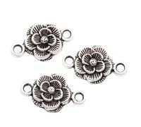 Dijes de plata rosa, allazgos de 20 mm, conectores, allazgos de joyería de flores, pulsera de dijes de 10 piezas (plata) design convenient