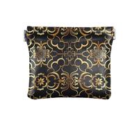 Dijia0244_traditional_chinese Nero Oro Floreale Donna Portafoglio Portamonete in Pelle Carino Titolare di Carta per le Donne