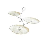 dijiusidy Alzata per cupcake a più livelli, piatto per frutta secca a 3 strati, per feste, banchetti, sala da pranzo, verde e oro, giallo e argento, 40x26x32cm