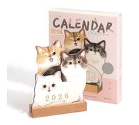 dijiusidy Calendario da tavolo annuale per gatti 2026 con illustrazioni di cuccioli e gattini di dodici mesi, base resistente per mettere in mostra l'arte gatti e cani, digitare+2