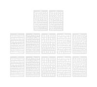 DIKACA 12 Pezzi Stencil Alfabeto Riutilizzabili in Plastica per Pittura e Calligrafia, Set Lettere e Numeri per Scrapbooking, Journaling e Decorazioni su Tessuti, Pareti e Superfici