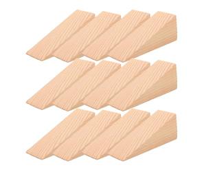 DIKACA 12 Pezzi Zeppe Fermaporta in Legno Naturale Blocchi Triangolari Antiscivolo con Texture Diagonale Blocchi per Porte Apribili Verso Esterno Blocchi in Legno Massiccio Dimensioni