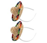 DIKACA 2 Pezzi 2 Mini Cerchietti per Chioma Cappello Sombrero Messicano in Paglia, Piccolo Accessorio per Feste a Tema Messicano, Fascia Decorativa per Adulti, Animali Domestici e