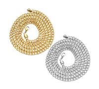 DIKACA 2 pezzi Collana Catena Uomo Acciaio Inossidabile Design Sottile con Finitura Lucida Elettroplaccata Resistente e Adatta Diverse Misure Gioielli Moda Unisex Eleganti