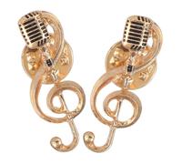 DIKACA 2 Pezzi Spille da Bavero Musicali Dorate con Nota Musicale e Microfono Accessori Moda Unisex per Feste e Regali per Appassionati di Musica